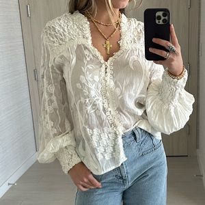 Alexis Linen And Silk Blend Top In White